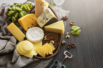 Image showing Various types of cheese set