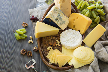 Image showing Various types of cheese set