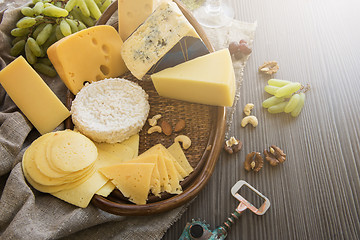 Image showing Various types of cheese set