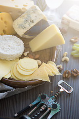 Image showing Various types of cheese set