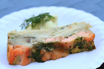 Image showing salmon meat with dill