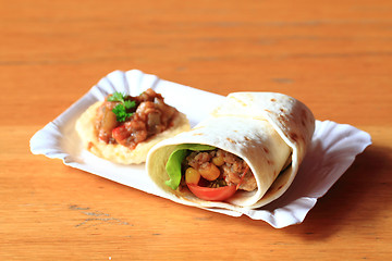 Image showing tortilla with meat and beans