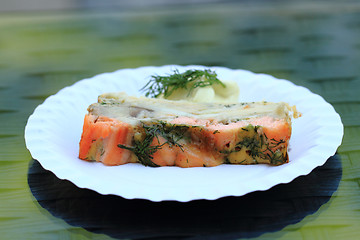 Image showing salmon meat with dill