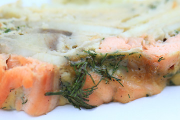 Image showing salmon meat with dill