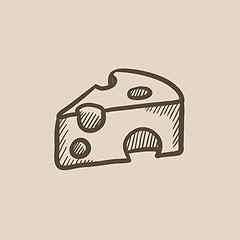 Image showing Piece of cheese sketch icon.