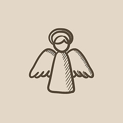 Image showing Easter angel sketch icon.