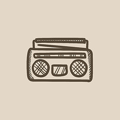 Image showing Radio cassette player sketch icon.