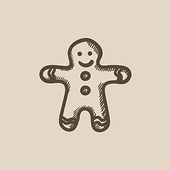 Image showing Gingerbread man sketch icon.