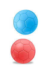 Image showing Isolated red and blue football balls