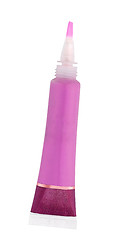 Image showing pink cosmetic tube on white background