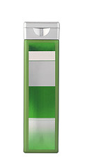 Image showing Green shampoo bottle on white isolated