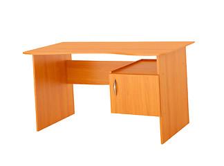 Image showing Wooden computer table isolated on white, with clipping path
