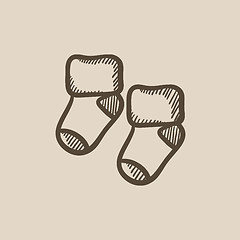 Image showing Baby socks sketch icon.