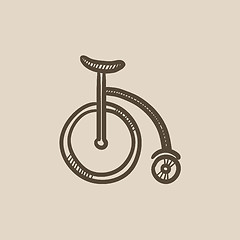 Image showing Circus old bicycle sketch icon.