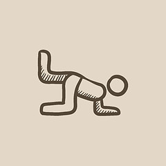 Image showing Man exercising buttocks sketch icon.