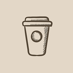 Image showing Disposable cup sketch icon.