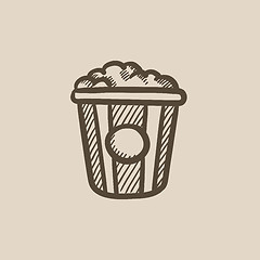 Image showing Popcorn sketch icon.