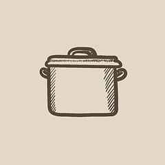 Image showing Saucepan sketch icon.