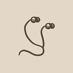 Image showing Earphone sketch icon.