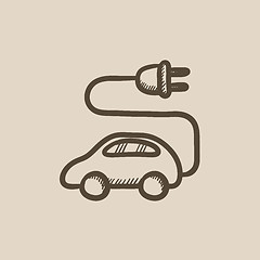 Image showing Electric car sketch icon.