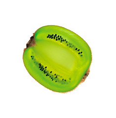 Image showing Half a kiwi fruit over white.