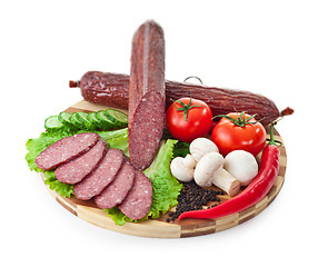 Image showing sausages in coposition with vegetables