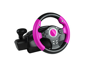 Image showing Computer steering wheel. Isolated on white.