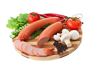 Image showing sausage on plate with vegetables