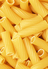 Image showing Closeup of uncooked wholewheat italian pasta - penne