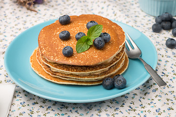 Image showing Pancakes with fresh blackberries