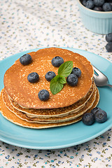 Image showing Pancakes with fresh blackberries