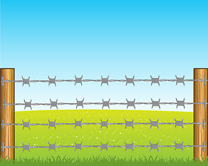 Image showing Poles with barbed wire