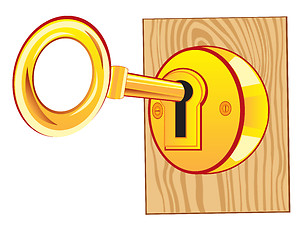 Image showing Golden key in lock