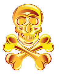 Image showing Golden skull with bone