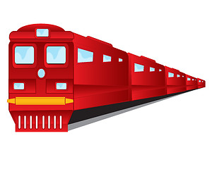 Image showing Train of the red colour on white background