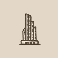 Image showing Skyscraper office building sketch icon.