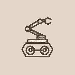 Image showing Industrial mechanical robot arm sketch icon.