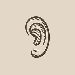 Image showing Human ear sketch icon.