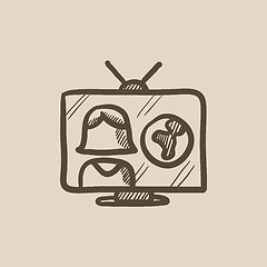 Image showing TV report sketch icon.