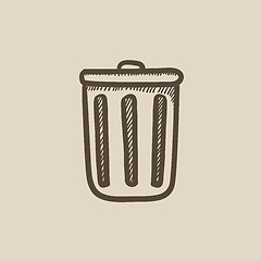 Image showing Trash can sketch icon.