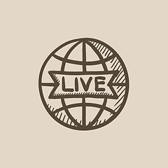 Image showing Globe with live sign sketch icon.