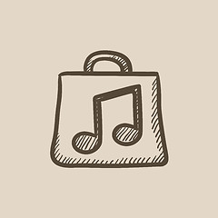 Image showing Bag with music note sketch icon.