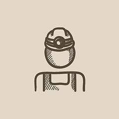 Image showing Coal miner sketch icon.