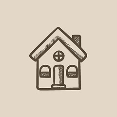Image showing Detached house sketch icon.