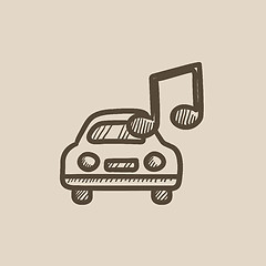 Image showing Car with music note sketch icon.