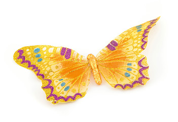 Image showing Yellow butterfly on white