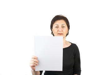 Image showing Woman Holding a Blank Sign