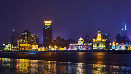 Image showing beautiful shanghai bund at night , China