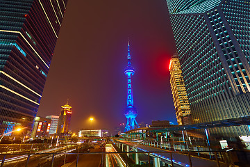 Image showing Oriental Pearl Tower at night