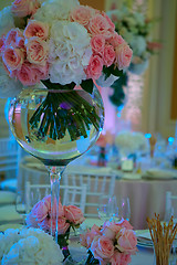 Image showing Table set for wedding or another catered event dinner